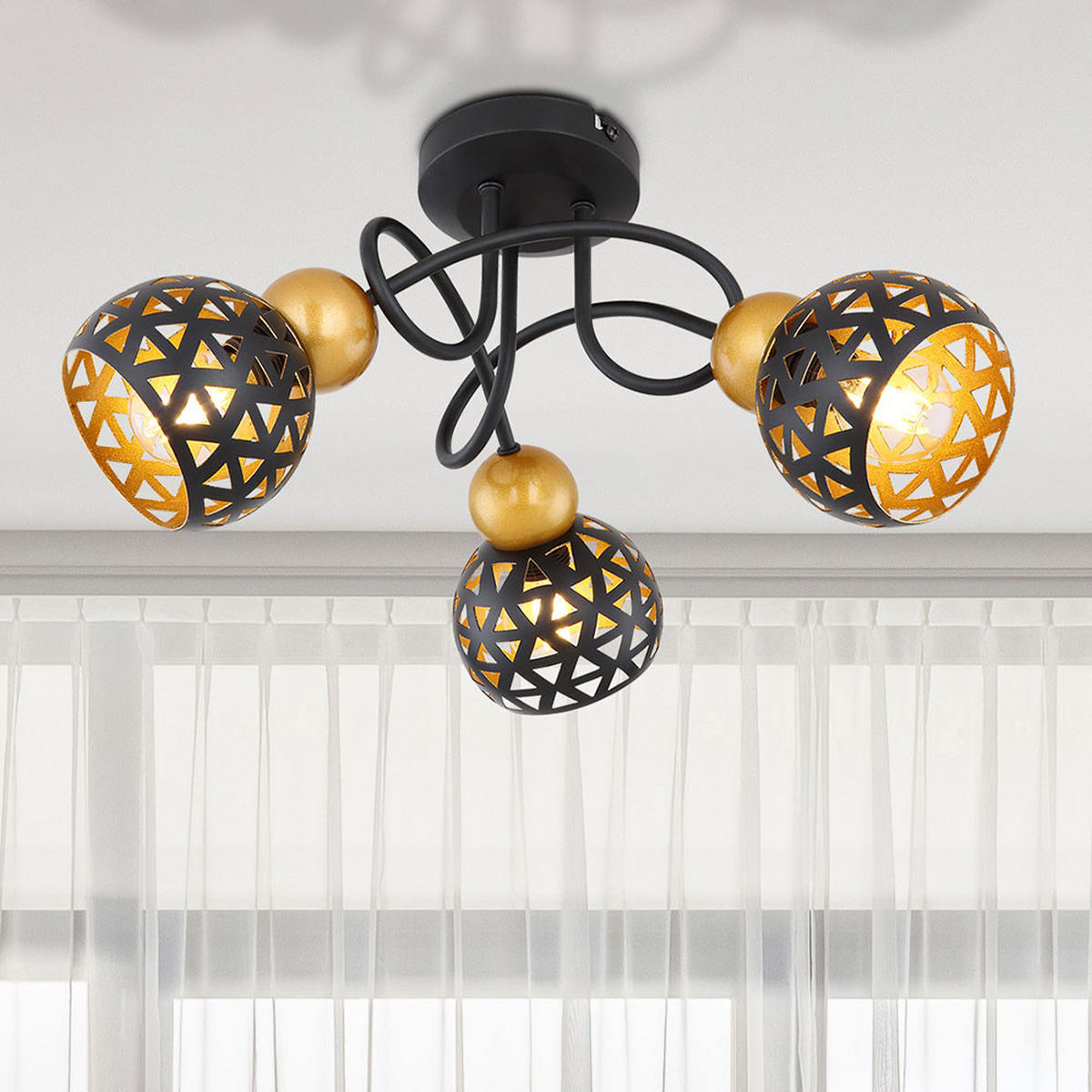 DECKENLEUCHTE Metall Schwarz Gemustert - Schwarz, Metall (39/39/20cm) - Globo Lighting