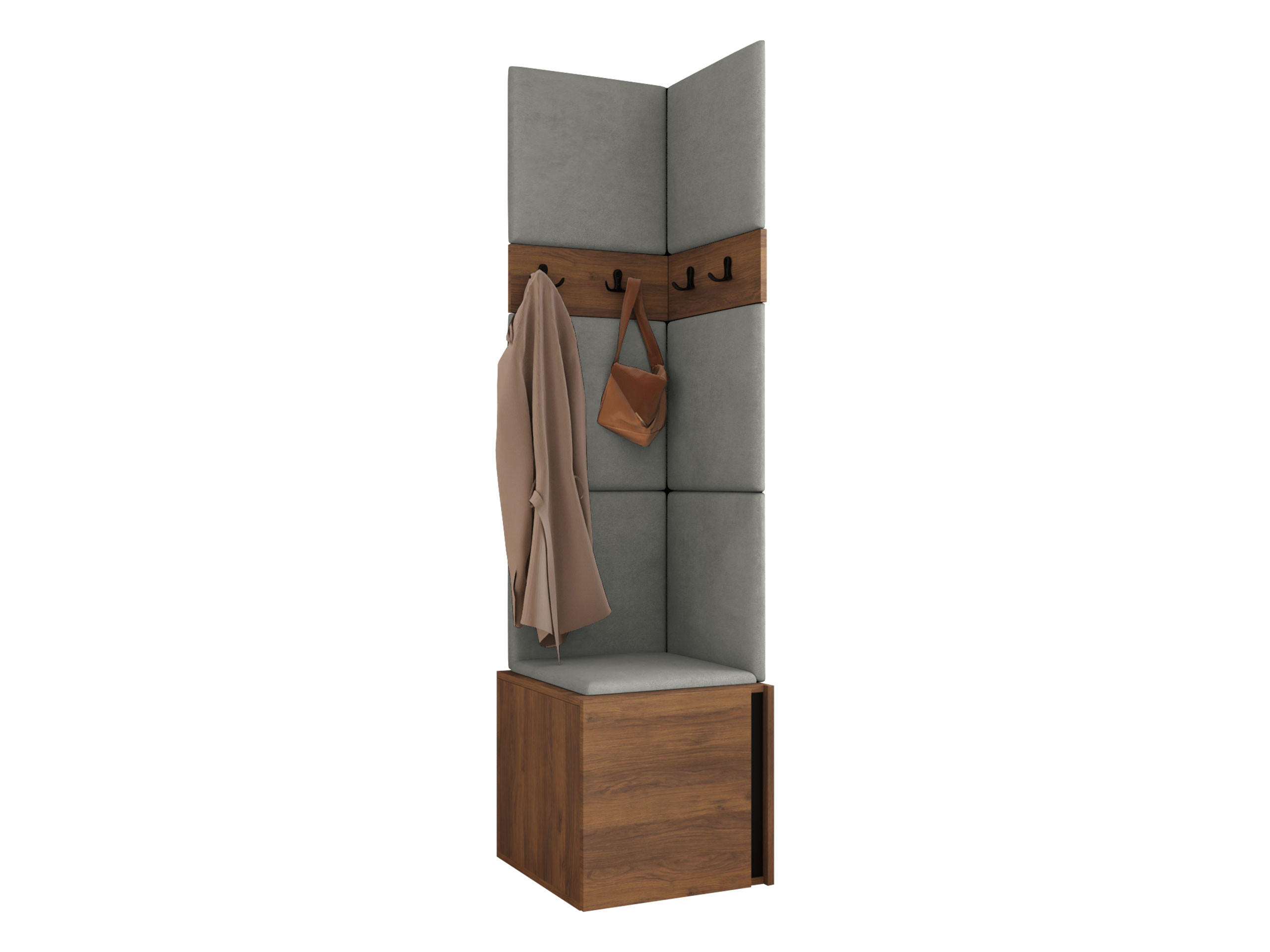 MOBILIER PENTRU HOL Orion XXI - culoare lemn de nuc/gri, material plastic/compozit lemnos (42/186/46cm) - MIRJAN24
