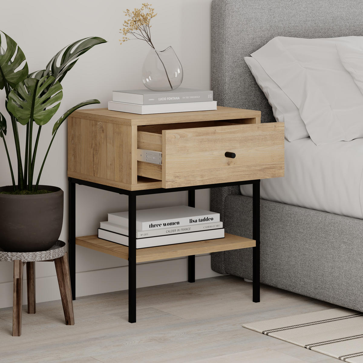 NACHTTISCH Lisa Eiche 56/45/35 cm - Eichefarben, Holzwerkstoff (45/56.4/35cm) - Decortie