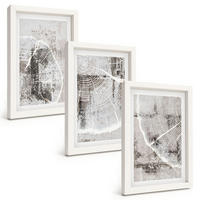 BILDER SET 3er Set - 20x30 cm Weißer Rahmen - Graue Holzmaserungsmuster - Weiß, Kunststoff (20/30cm) - TULUP