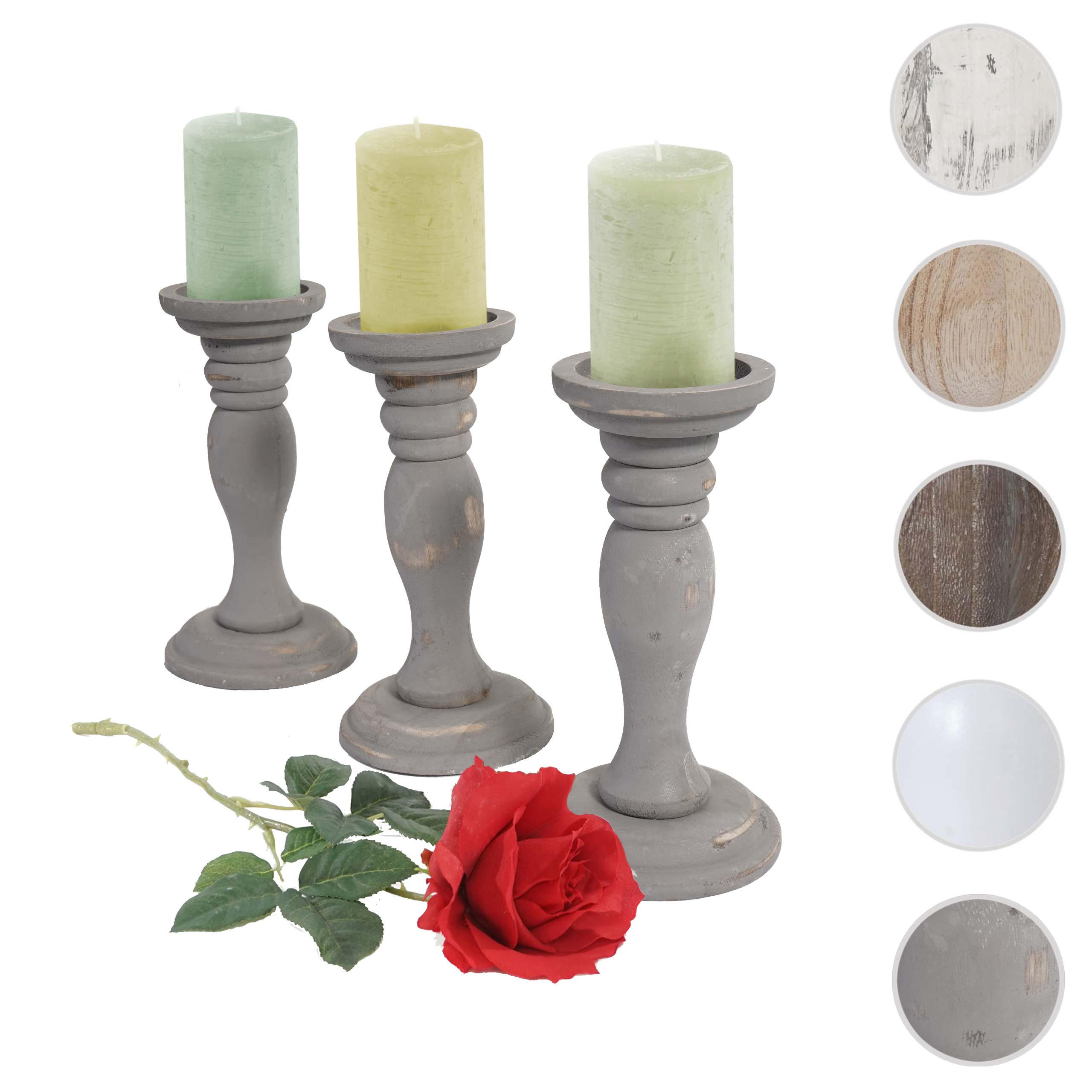 Thumbnail - MCW Kerzenständer, Grau, Holz, 12x24x12 cm, Dekoration, Kerzen & Zubehör, Kerzenhalter