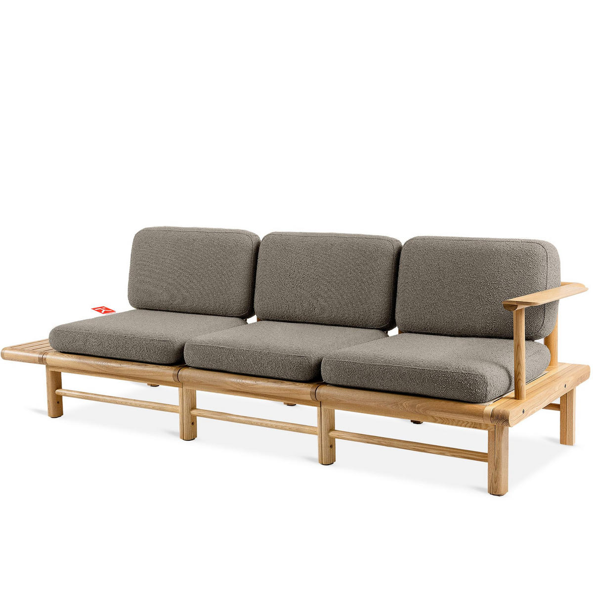 GARTENSOFA ATREDA 3-Sitzer, mit Ablage - Grau, Holz/Textil (245/74/80cm) - KONSIMO®