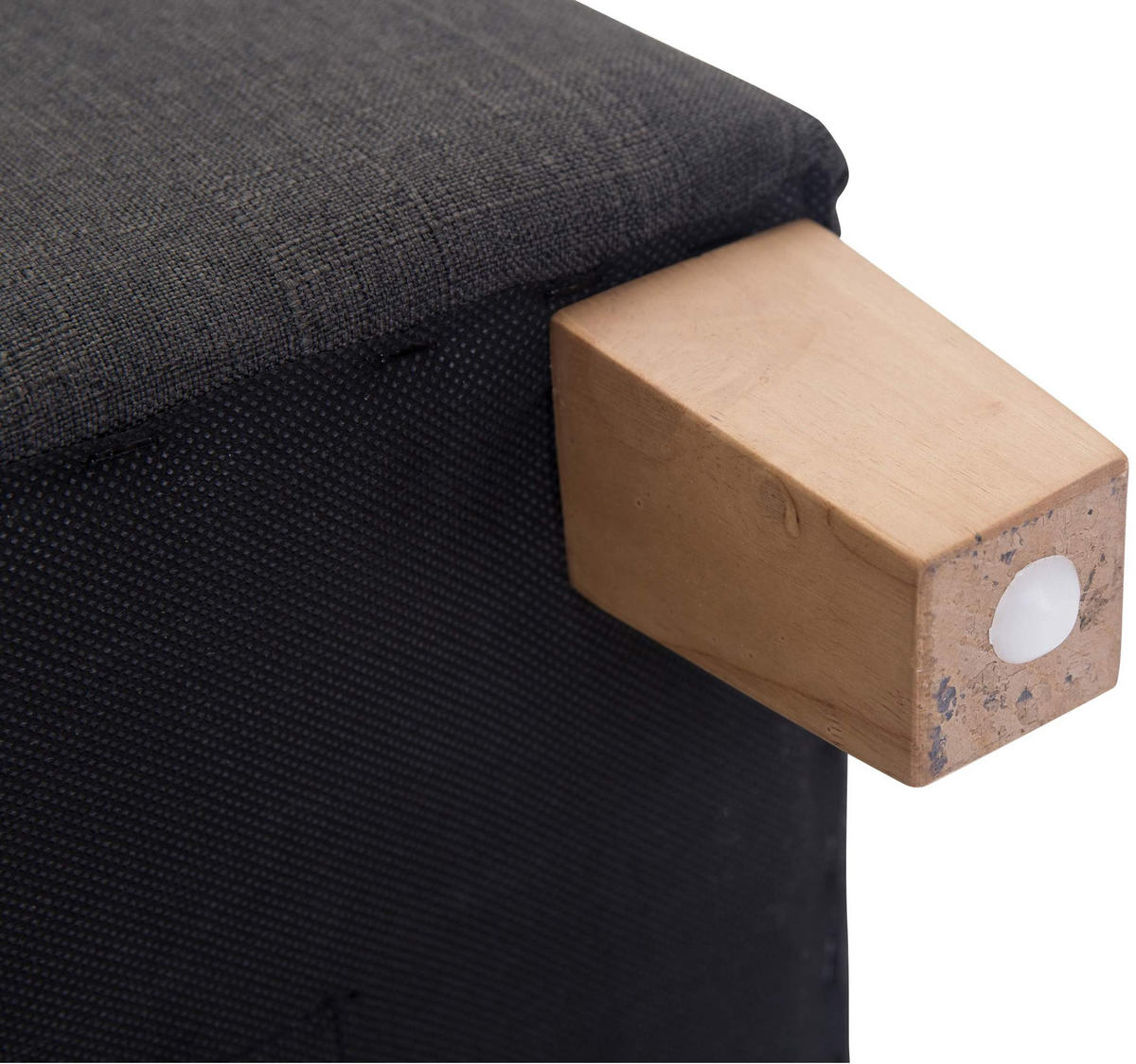SITZWÜRFEL eckig 45/45/46 cm Stoff dunkelgrau - Dunkelgrau/Naturfarben, Holz/Textil (45/46/45cm) - CLP