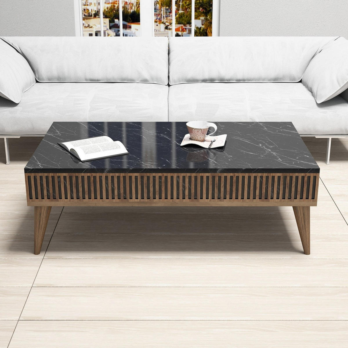 COUCHTISCH milan Schwarz - Schwarz, Holz (105/60/34cm) - Habitat Garten