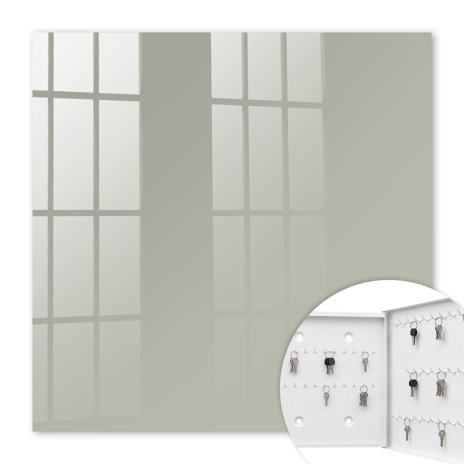 SCHLÜSSELBOX Weiß 30x30 cm – Türöffnung nach rechts - Neutralgrau - Grau, Metall (30/30/5cm) - TULUP