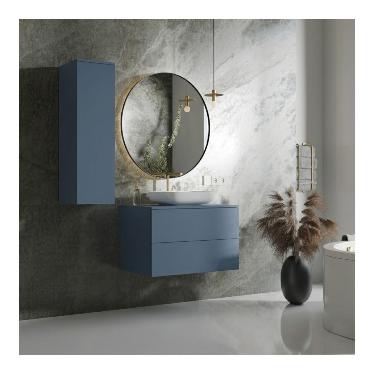 BADMÖBEL-SET Color Meeresblau 2-Teilig (2S 80 + 1D 100) - Dunkelblau, Holzwerkstoff (110/160/45cm) - mzm24