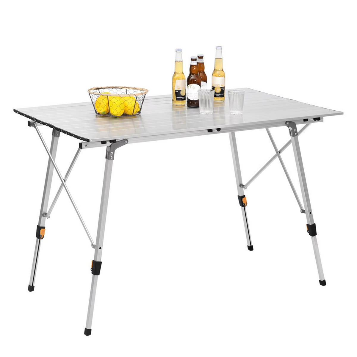 KLAPPTISCH Aluminium Faltbar Höhenverstellbar 120x68,5 cm Silber - Silberfarben, Metall (120/68.5/78.5cm) - Coonoor