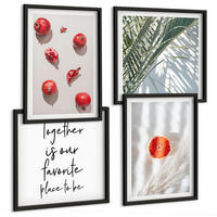 BILDER SET 4er Set - 50x50 cm & 40x60 cm Schwarzer Rahmen - Feiertags-Palmenfrucht-Inschrift - Schwarz, Kunststoff (50/50cm) - TULUP