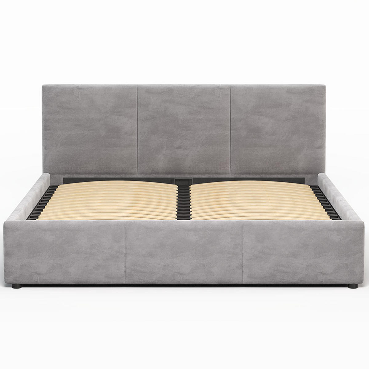 POLSTERBETT 160×200 cm mit Bettkasten und Lattenrost Nela HLR-22 Grau Velours - Grau, Holz/Metall (160/200cm) - Jana