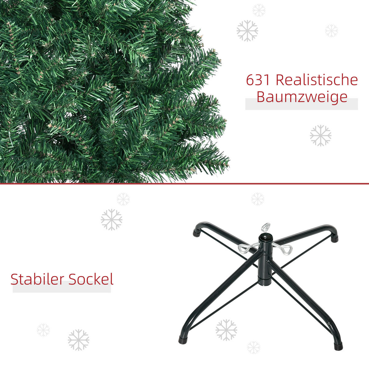WEIHNACHTSBAUM Christbaum Kunsttanne Tannenbaum mit Beere Metallfuß PET - Grün, Kunststoff (210cm) - HOMCOM