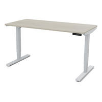 SCHREIBTISCH Elektrisch höhenverstellbarer Schreibtisch Y-Line Curved Eiche Polar Weißaluminium 140/70/62-127cm - Eiche Bianco/Weiß Hochglanz, Holzwerkstoff/Metall (70/140/127cm) - ASSMANN