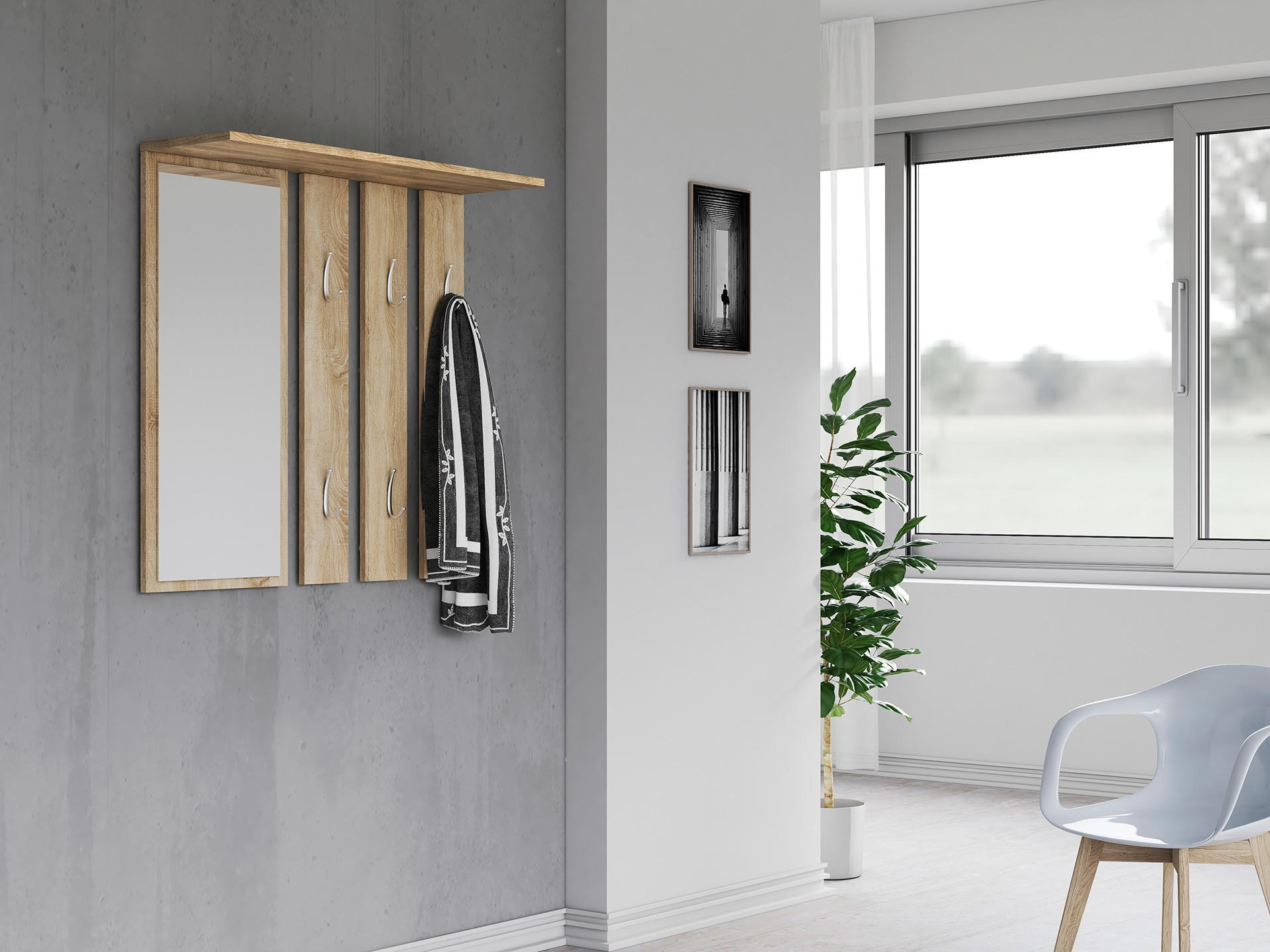 GARDEROBENPANEEL OPAL SPIEGEL EICHE SONOMA - Sonoma Eiche, Holzwerkstoff (85/82/15cm) - CDF