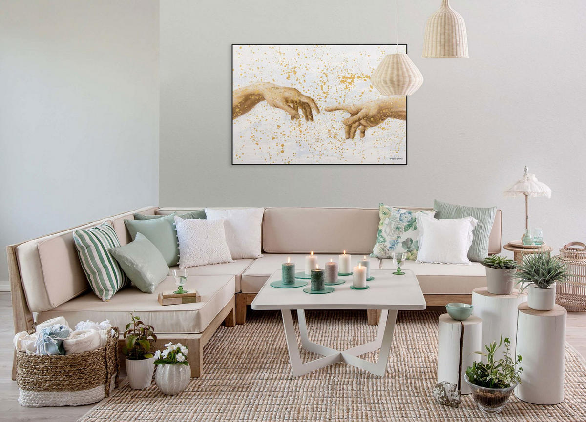 ACRYLBILD HANDGEMALT 100/70 cm - Beige, Holz/Textil (1.84/70cm) - KUNSTLOFT