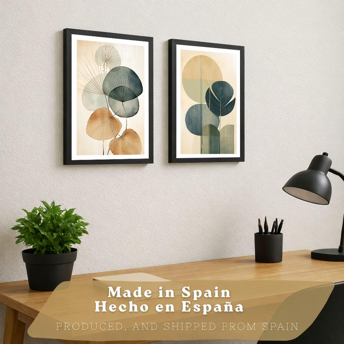 PLAKAT Sada 2 Abstrakt A3 bez rámu - čirá, papír (29.7/1/42cm) - Nacnic