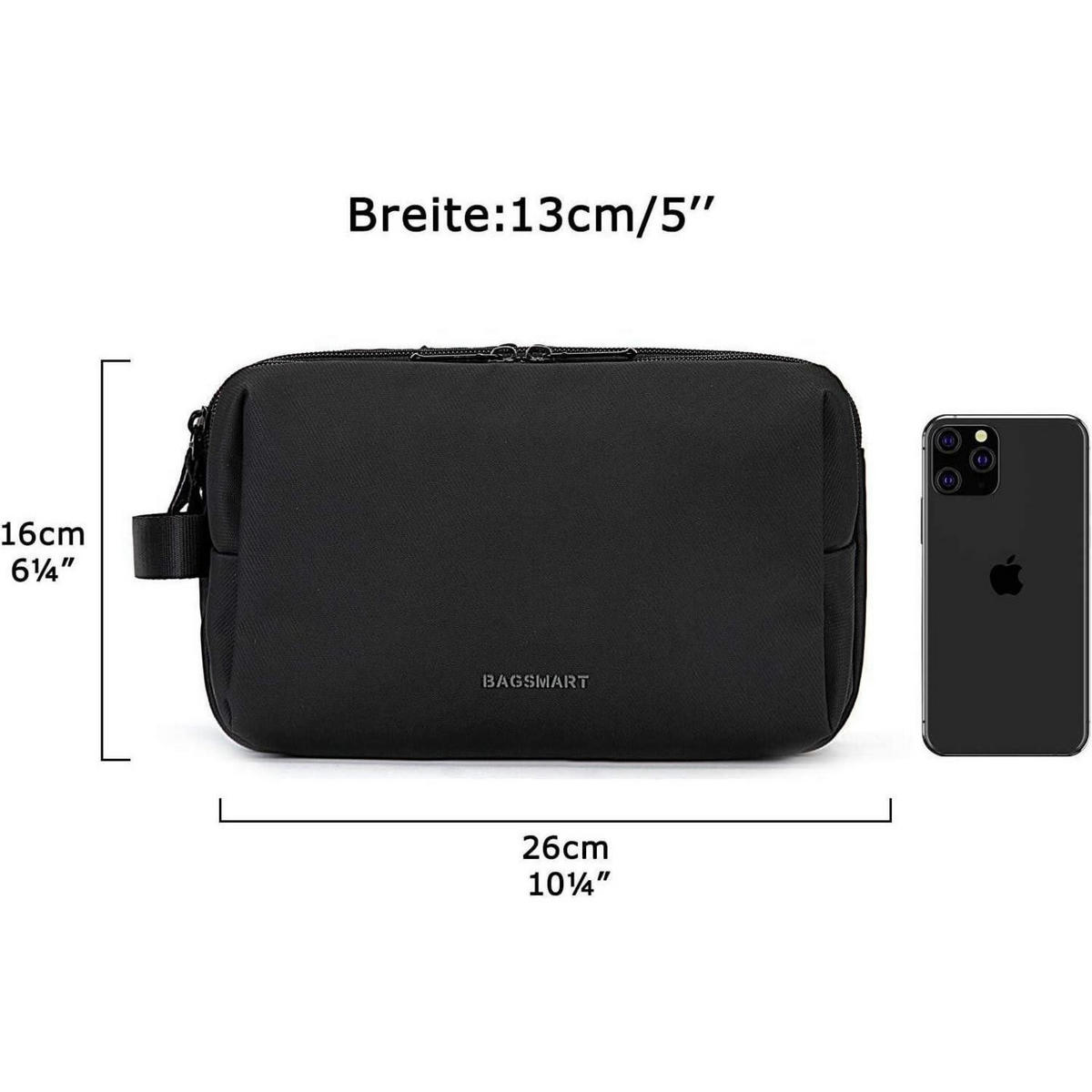 KULTURTASCHE Schwarz 25 x 14 x 15 cm - Schwarz, Kunststoff (13/16/26cm)