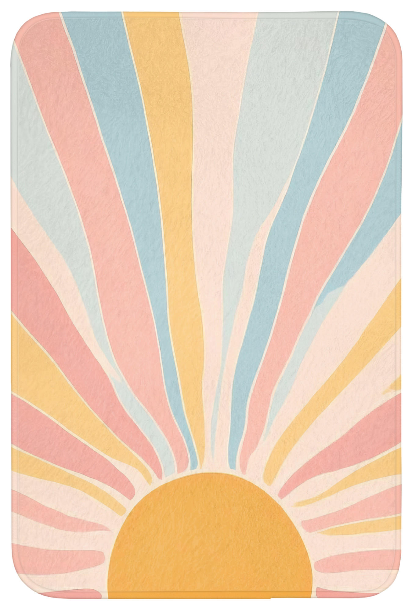 BADEMATTE Illustration - Sonne - Pastellfarben 60x90 cm - Pastellblau, Kunststoff/Textil (60/90cm)