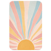 BADEMATTE Illustration - Sonne - Pastellfarben 60x90 cm - Pastellblau, Kunststoff/Textil (60/90cm)