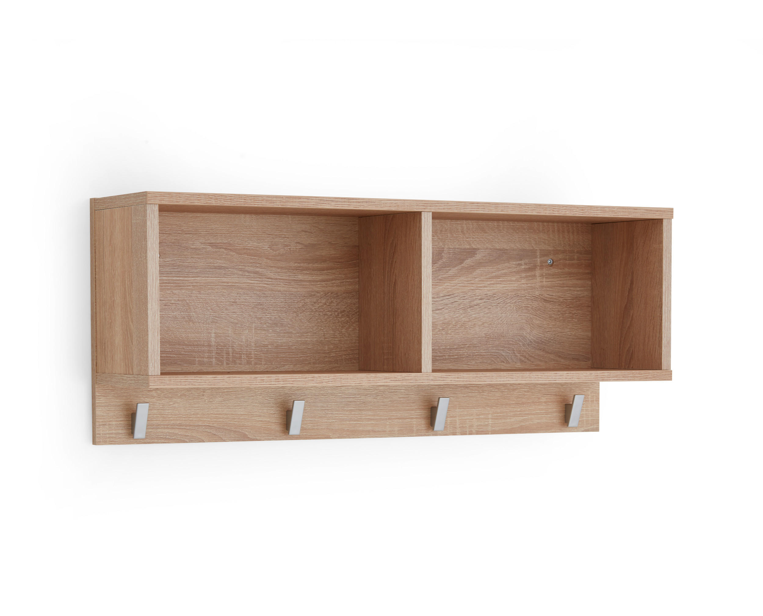 WANDREGAL Jana 78/32/20 cm 2 Fächer 4 Haken - Eichefarben, Holzwerkstoff (78/32/20cm) - arthur berndt