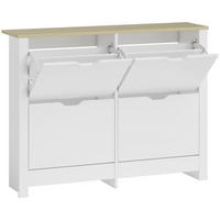 SCHUHSCHRANK Spanplatte Weiß - Weiß, Holzwerkstoff (26/80/105cm) - HOMCOM