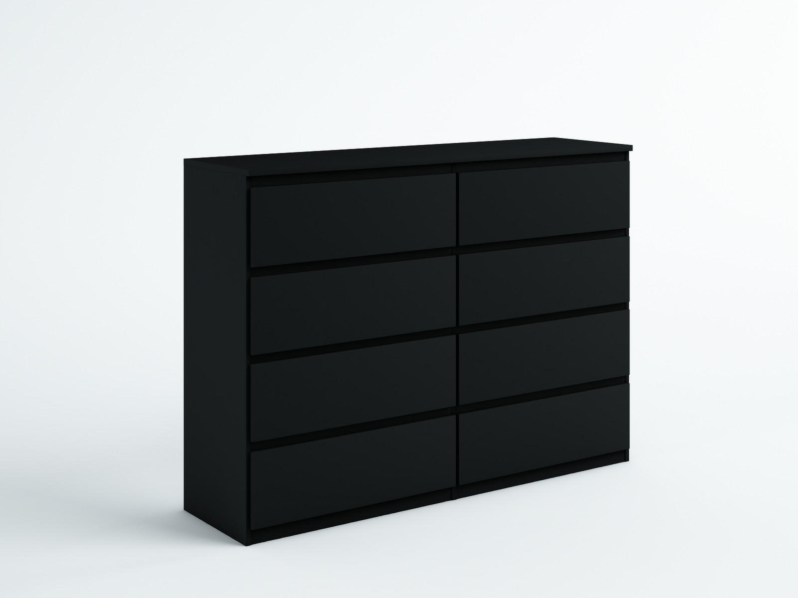 KOMMODE NUDO 120/101,5/39cm mit 8 Schubladen Türen Schwarz - Schwarz, Holzwerkstoff (120/101.5/39cm) - MASSENO