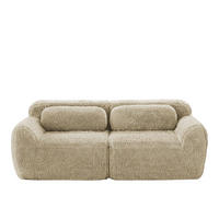 2-SITZER Sofa rahmenlos mit modularem Design, Kissen und rutschfester Basis, Hellkhaki - Beige, Textil (204/73/104cm) - Redom