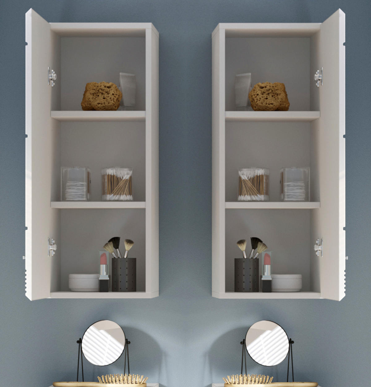 HÄNGESCHRANK, weiß Hochglanz, 30 x 77 cm, Badschrank - Weiß Hochglanz/Silberfarben, Holzwerkstoff/Kunststoff (30/77/23cm) - Inn.Furn