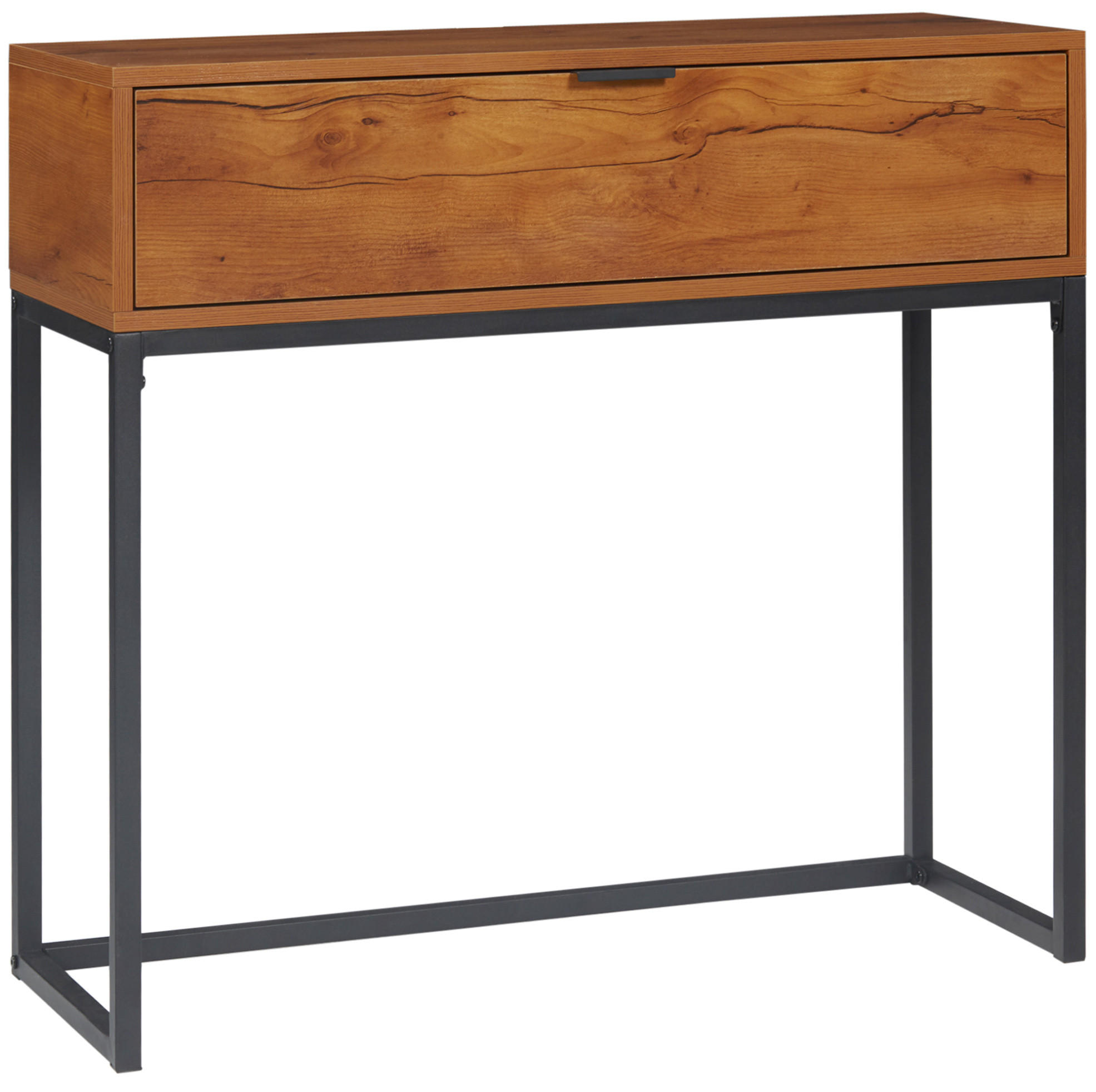 KONSOLENTISCH 80/30/76 cm in Natur mit Schublade und Metallgestell - Naturfarben, Holzwerkstoff (30/80/76cm) - Flora Grace