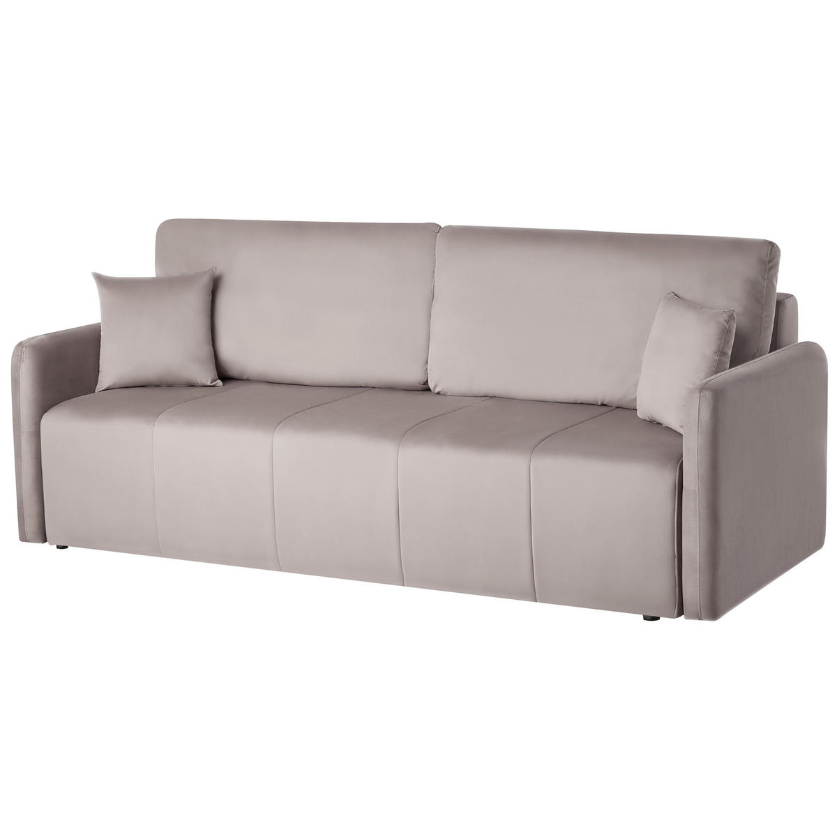 ROZKLÁDACÍ POHOVKA 3-místná Sametová látka Taupe Egge - šedohnědá, textil (220/88/93cm) - Beliani