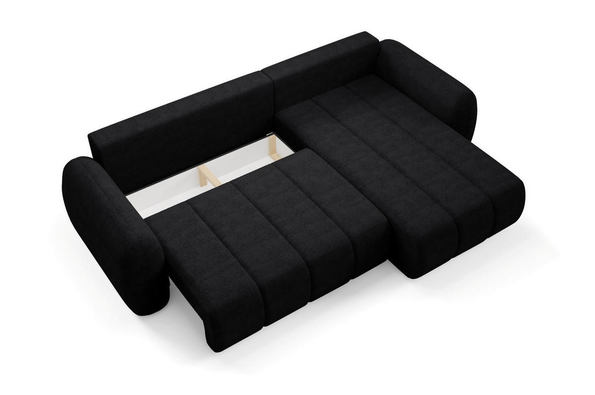 ECKSOFA mit Schlaffunktion Premium Schwarz - Schwarz, Holz/Holzwerkstoff (304/190cm) - Furnisell