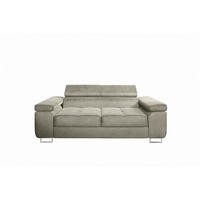 2-SITZER-SOFA WILD mit Verstellbare Kopfstützen Velours Dunkelbeige - Taupe/Chromfarben, Holz/Textil (209/89/102cm) - Muffo