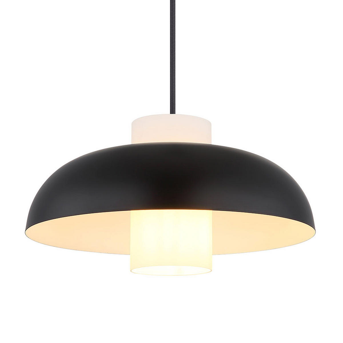 HÄNGELEUCHTE LOWE Metall, Schwarz, rund, LED - Schwarz, Glas (38/38/120cm) - Globo Lighting