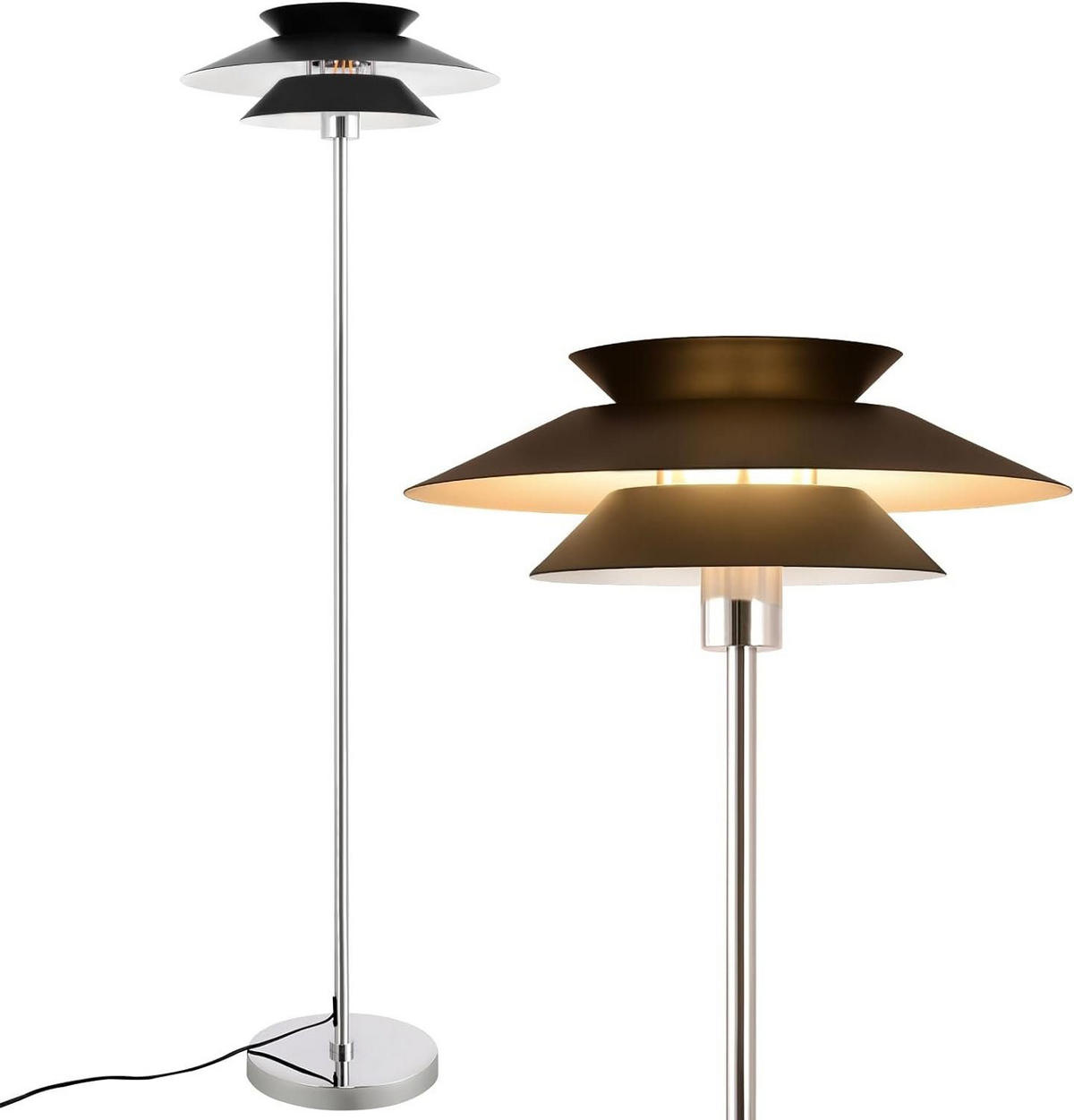 STEHLEUCHTE Albert 40/25/145 cm - Schwarz, Metall (45/22/178cm) - Nettlife