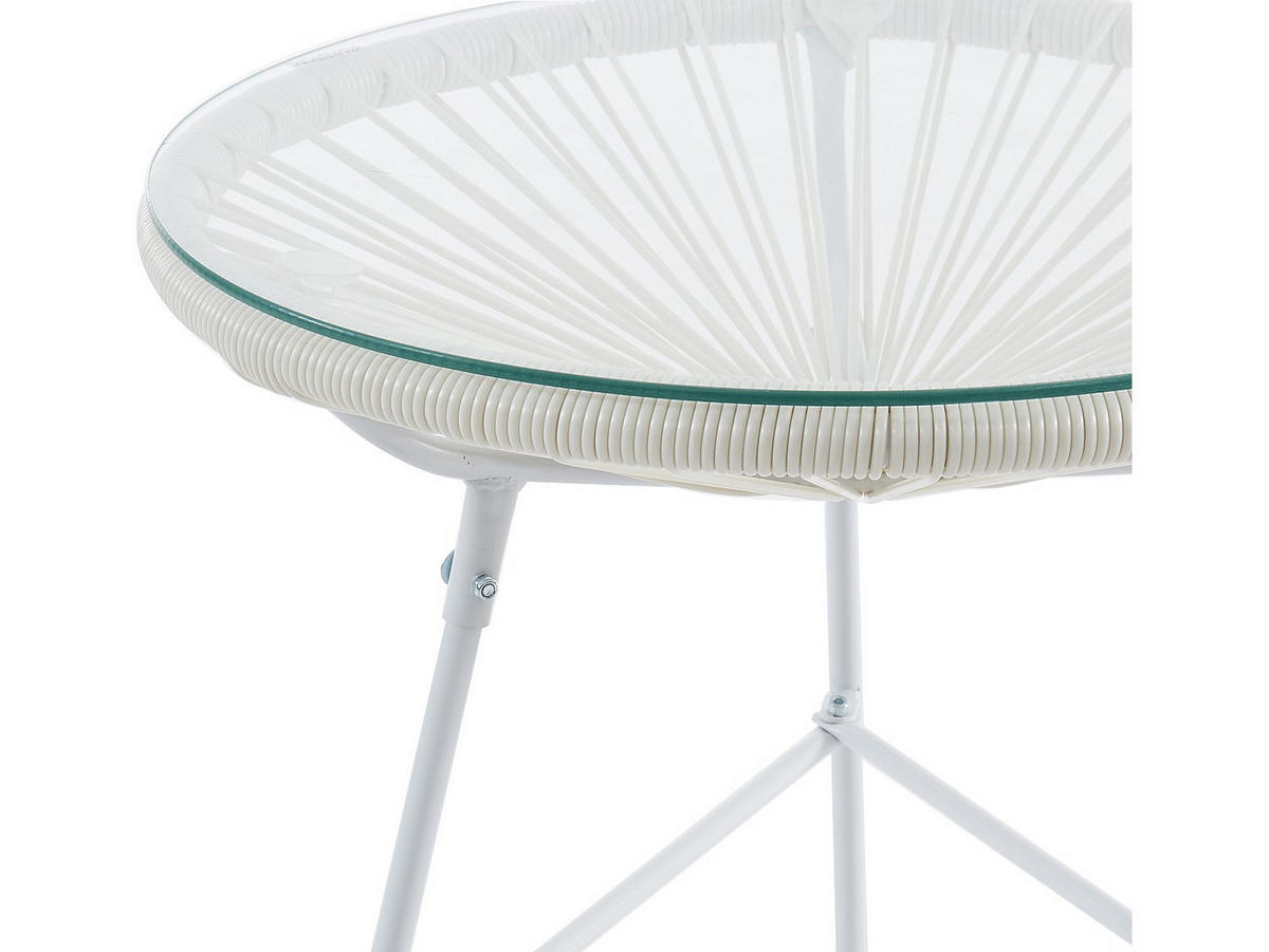 GARTENBEISTELLTISCH - 2 Personen-Sitzer - Harz, Glas - Weiß - - Weiß, Glas (50/50/50cm) - Vente-Unique