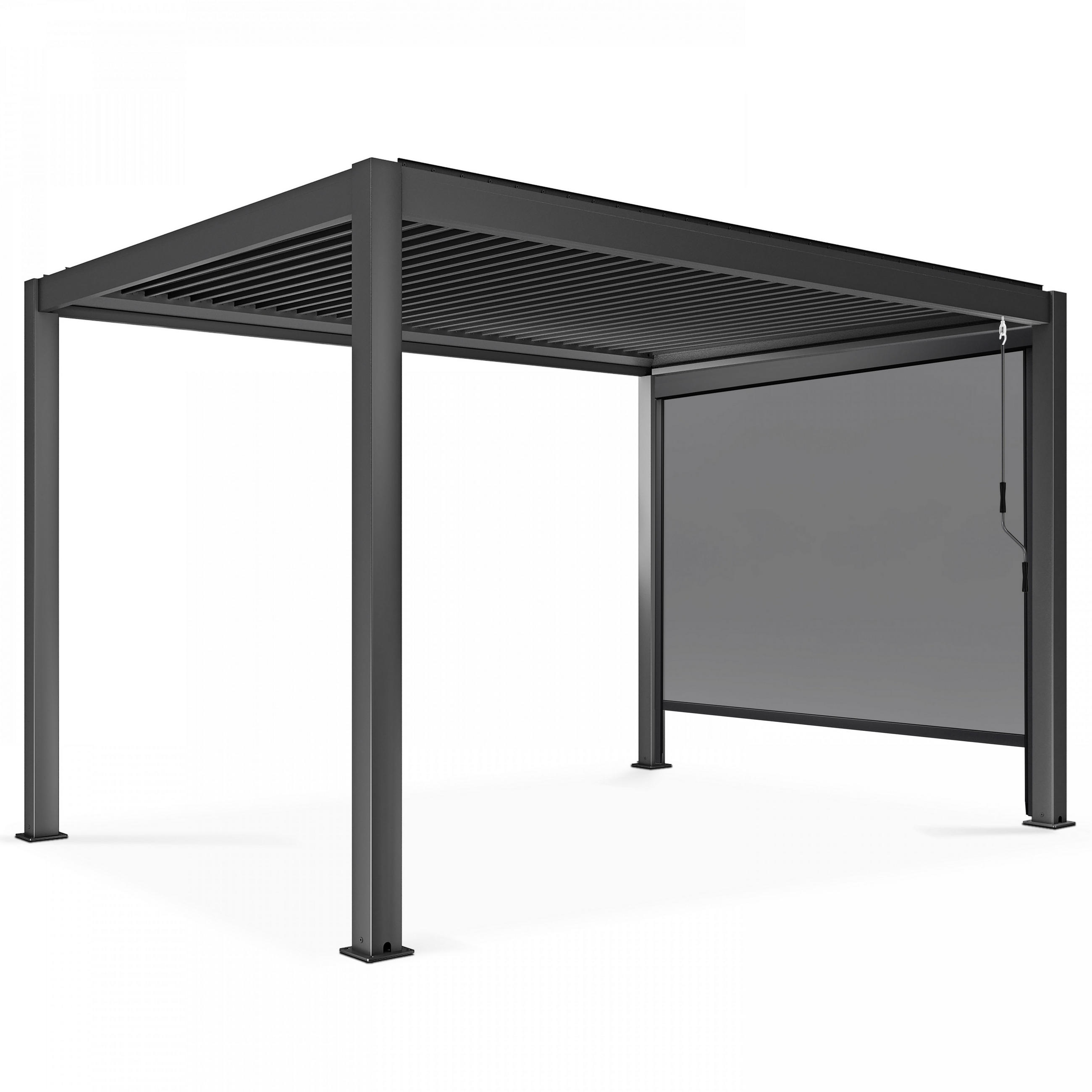 PERGOLA 3x4 m, mit 1 Markise, Grau - Grau, Metall (296/257/403cm) - Oviala