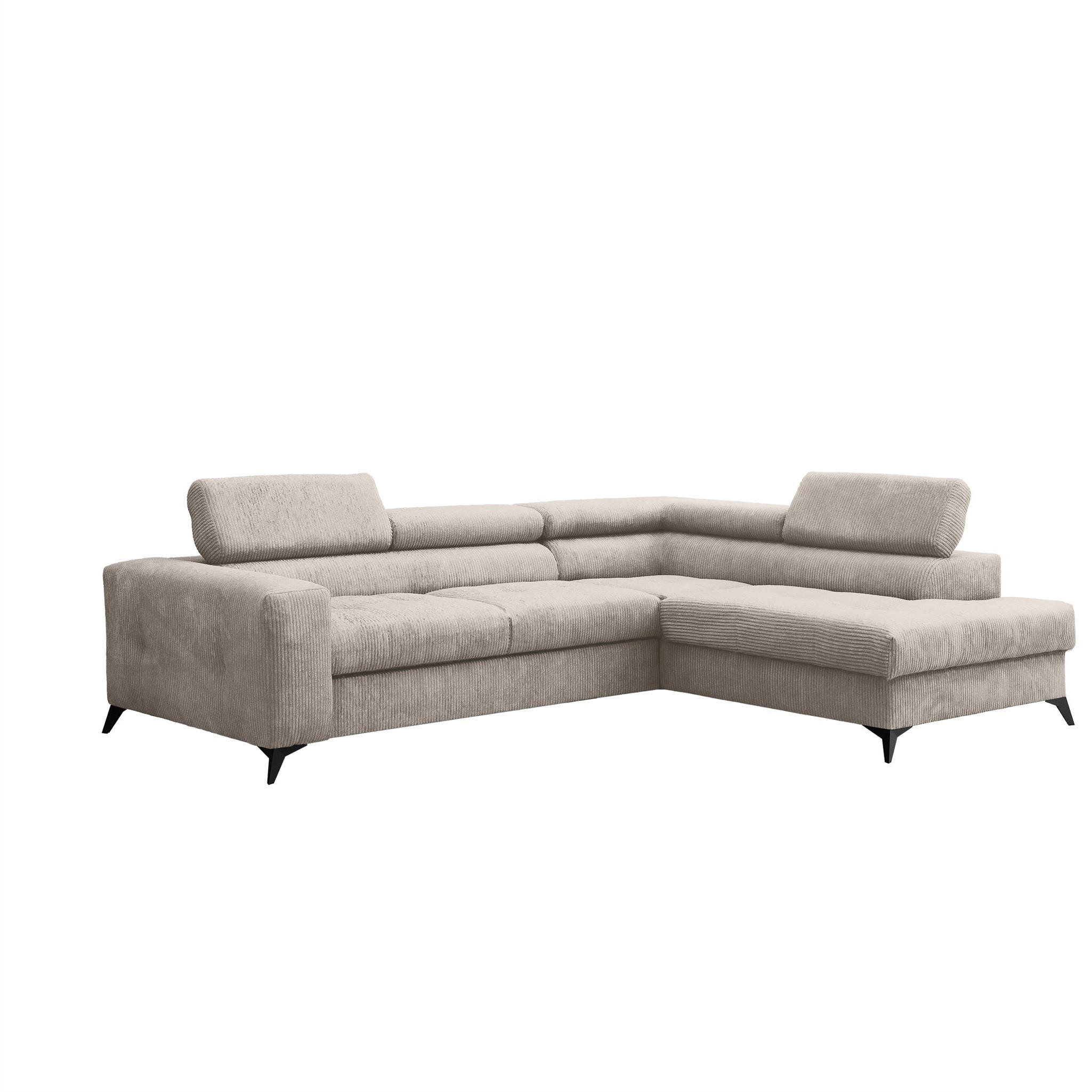 ECKSOFA Schlafsofa Amadeo In Anafi - Creme, Holzwerkstoff/Textil (271/202cm) - Fun Möbel