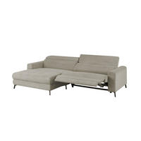 ECKSOFA LAISKA Steingrau Cord Relaxfunktion - Schwarz/Grau, Textil/Metall (282/177cm) - KAWOLA