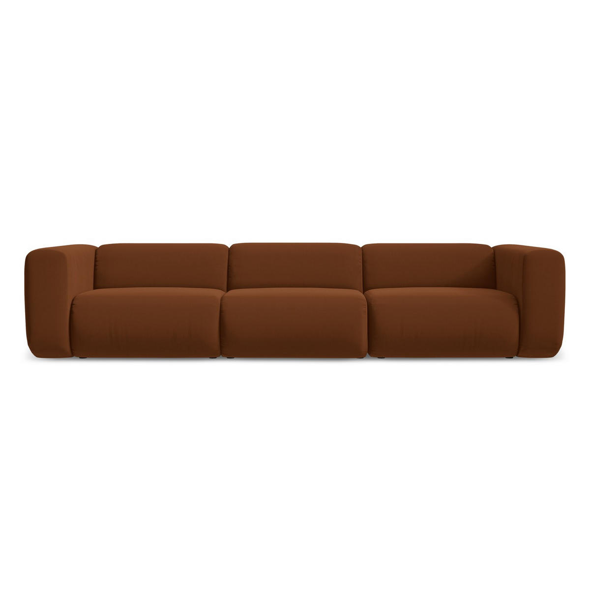 4-SITZER-SOFA Samt Stoff Orange - Terracotta/Schwarz, Kunststoff/Textil (319/70/89cm) - LaMiaSofa