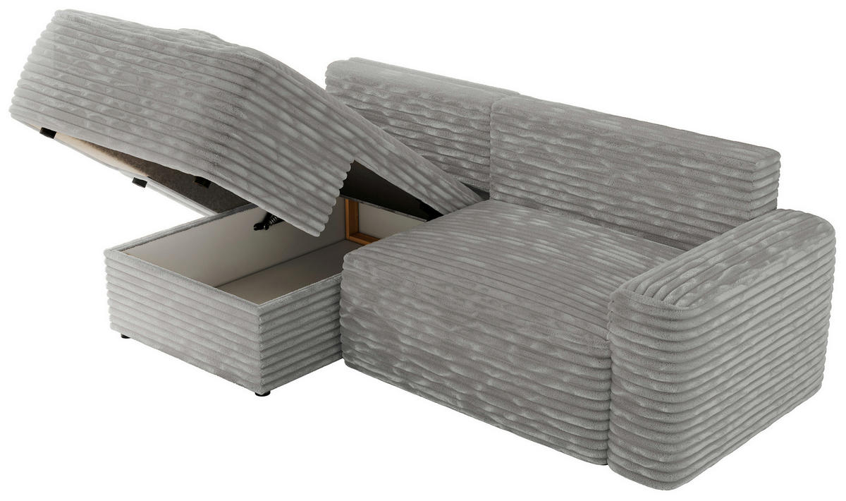 ECKSOFA BELLUNO L Grau Cord - Links - Schwarz/Grau, Textil (144/233cm) - MKS