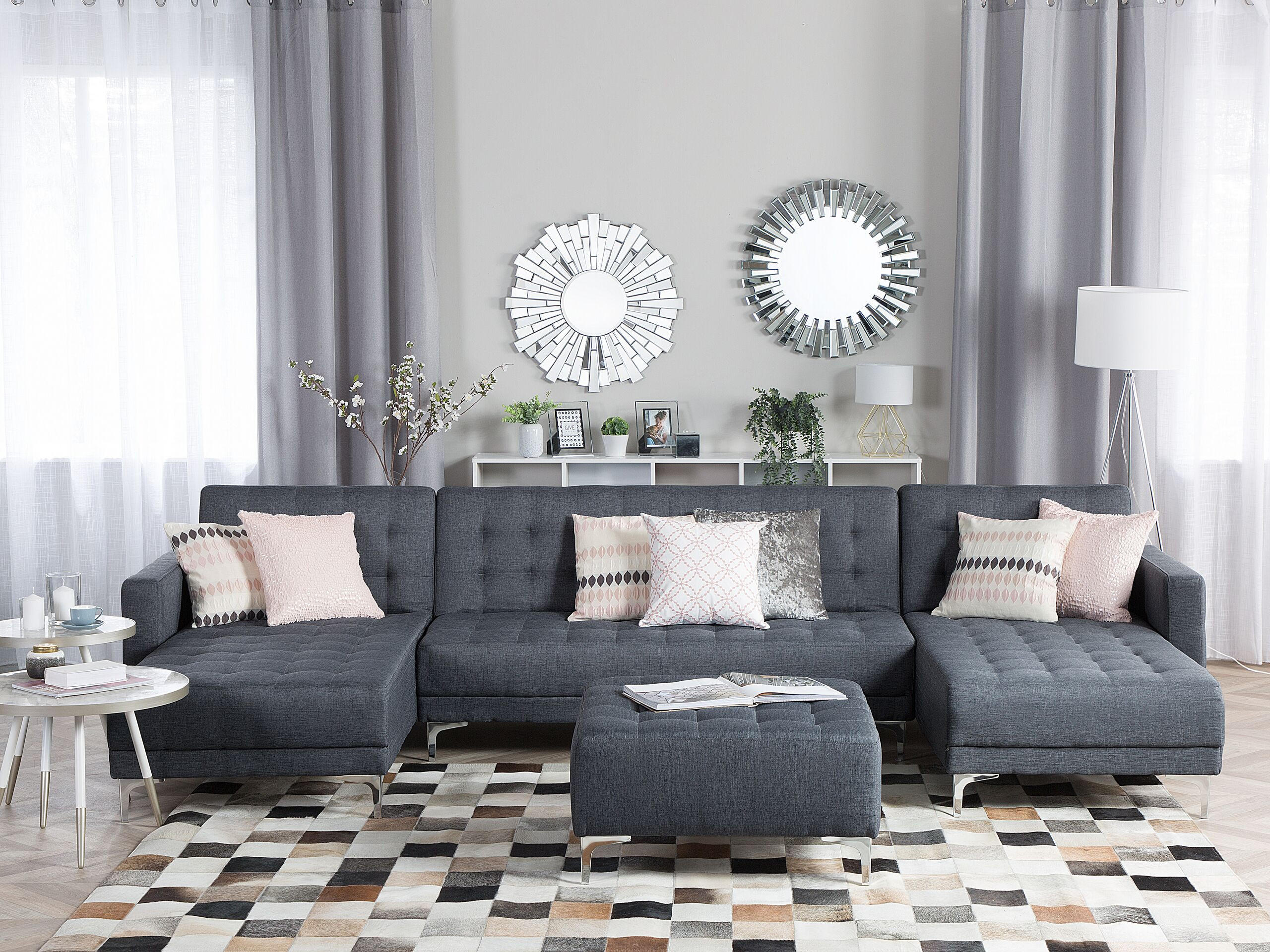 SCHLAFSOFA U-förmig Polsterbezug DunkelgrauAberdeen - Dunkelgrau, Textil (348/83/168cm) - Beliani