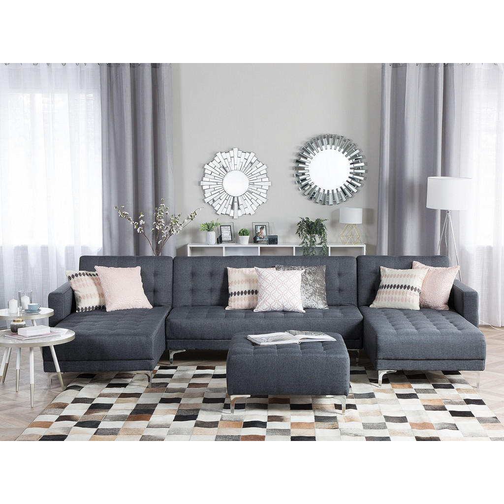 Thumbnail - Beliani Schlafsofa, Dunkelgrau, Textil, 5-Sitzer, U-Form, 348x83x168 cm, Wohnzimmer, Sofas & Couches, Wohnlandschaften, ...