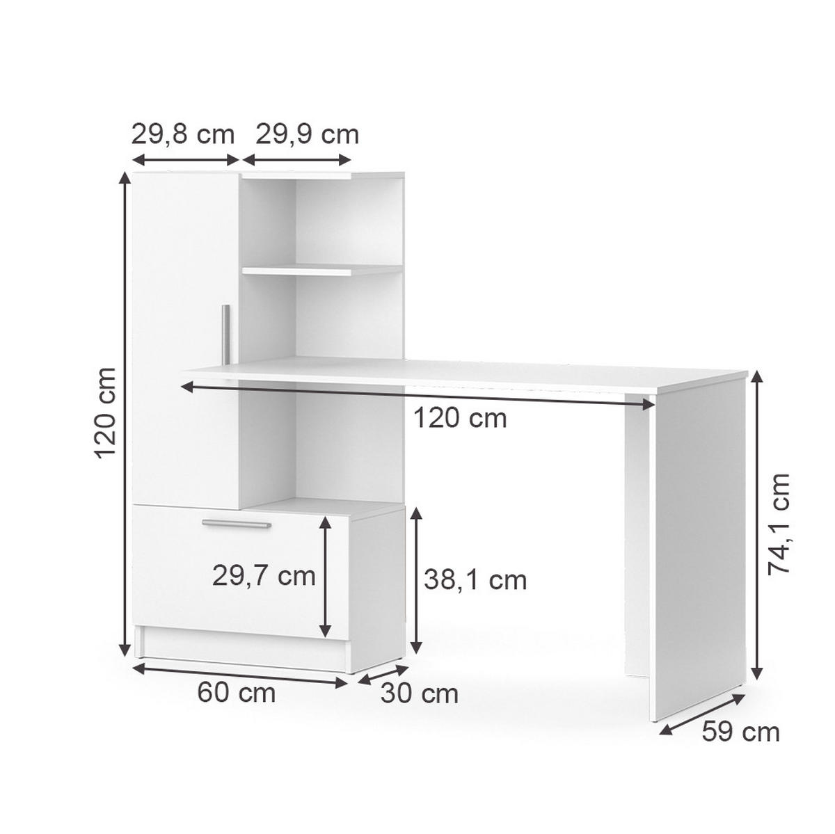SCHREIBTISCH Tomy Weiß 150 x 59.3 cm - Weiß, Holzwerkstoff (59.3/150/120.1cm) - Vicco