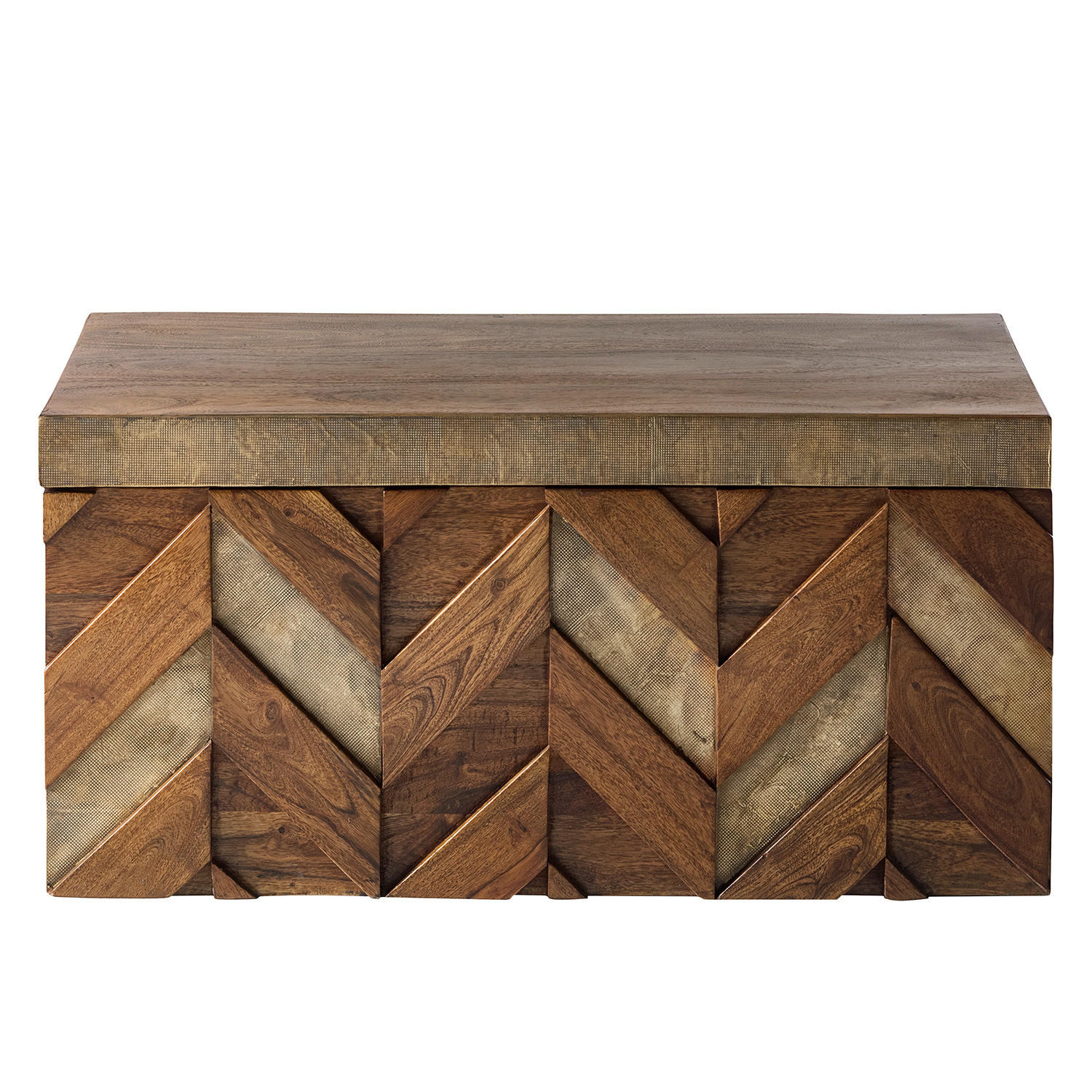 TRUHE - Akazie massiv / Metall - Akaziefarben, Holz (80/40/40cm) - home24