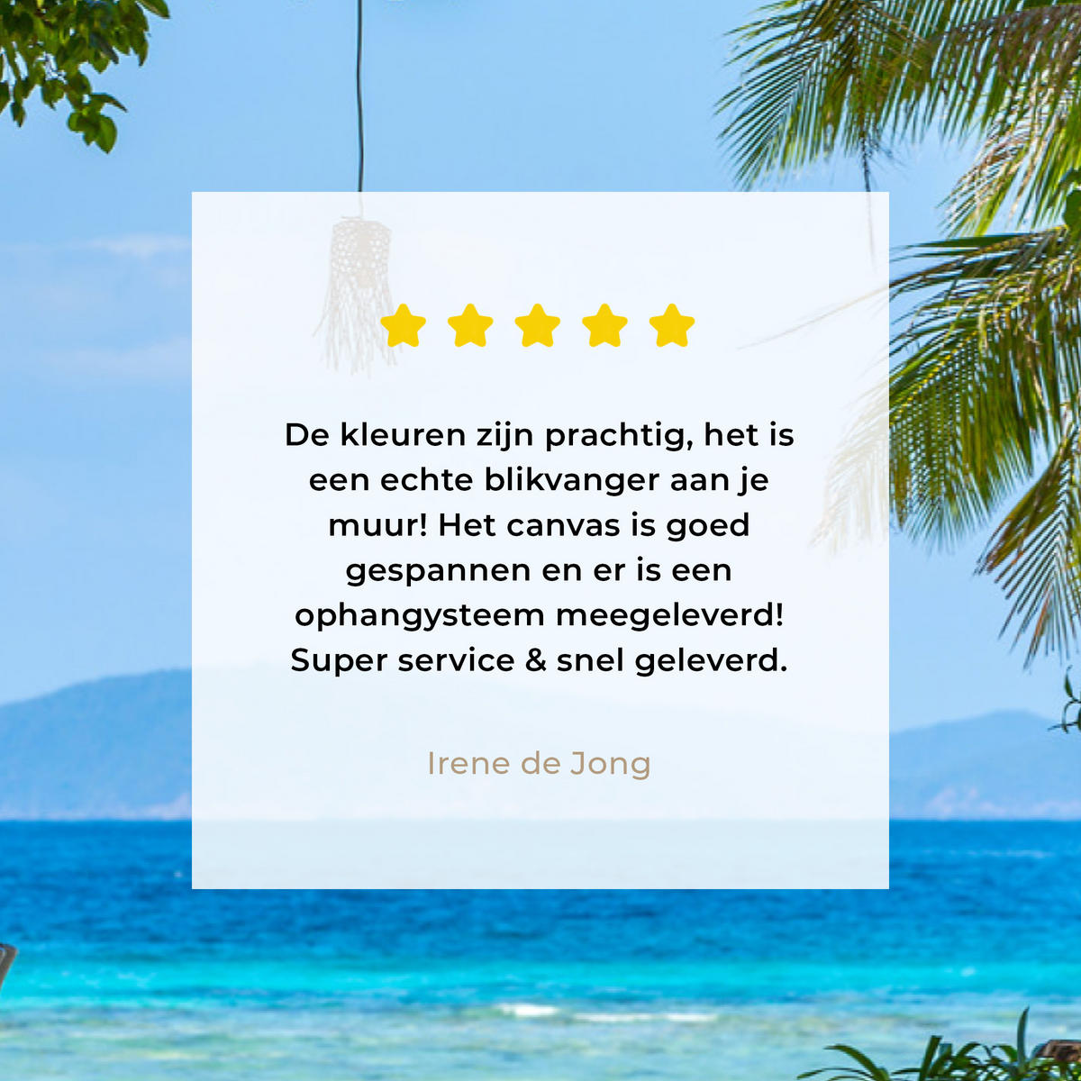 LEINWANDBILD Aussicht - Baum - Meer - Palme - Hügel - Strand - Blau Wohnzimmer Groß 120x80 cm - Blau, Textil (120/80cm) - MuchoWow