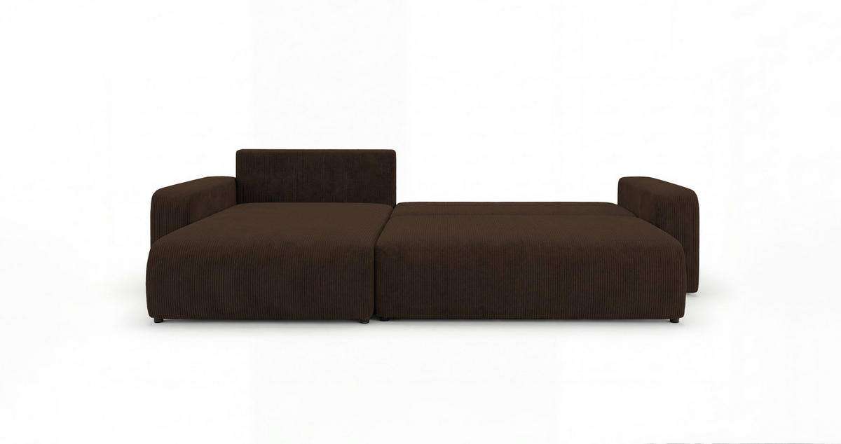 ROHOVÁ pohovka BERLIN levá hnědá manšestr Poso 6 - funkce spaní, úložný prostor - hnědá, textil (285/185cm) - Cornero