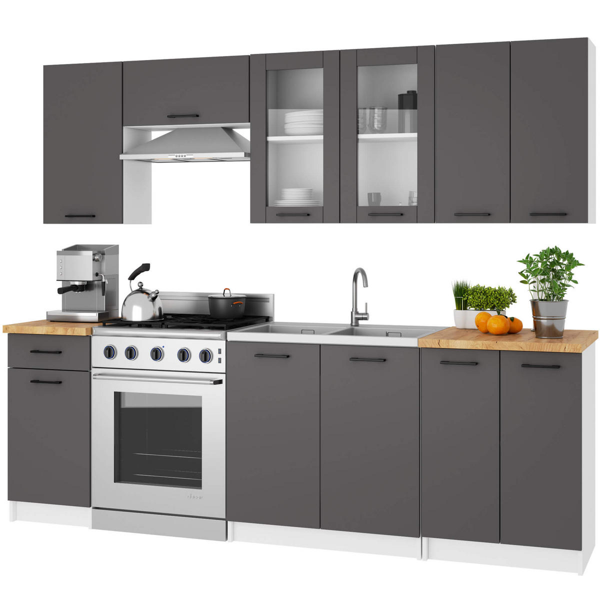 HÄNGESCHRANK Weiß, Graphit Grau 72/80/30,5 - Dunkelgrau/Weiß, Holzwerkstoff (80/72/30cm) - RAUMHIRSCH FURNITURE