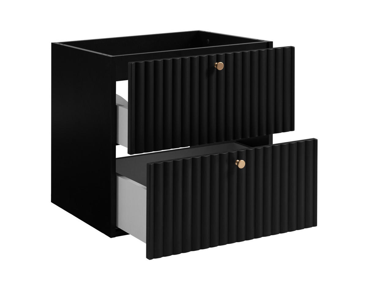BADEZIMMERSCHRANK: Schwarz / Platte Marmor Black Royal / Griffe Gold / Beine Gold, 60 x 44,4 x 73,6 cm - Goldfarben/Schwarz, Holzwerkstoff (60/73.6/44.4cm) - 3XE LIVING