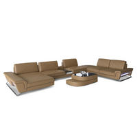 WOHNLANDSCHAFT Bari XXL - Beige, Leder (456/89/329cm) - Sofa Dreams