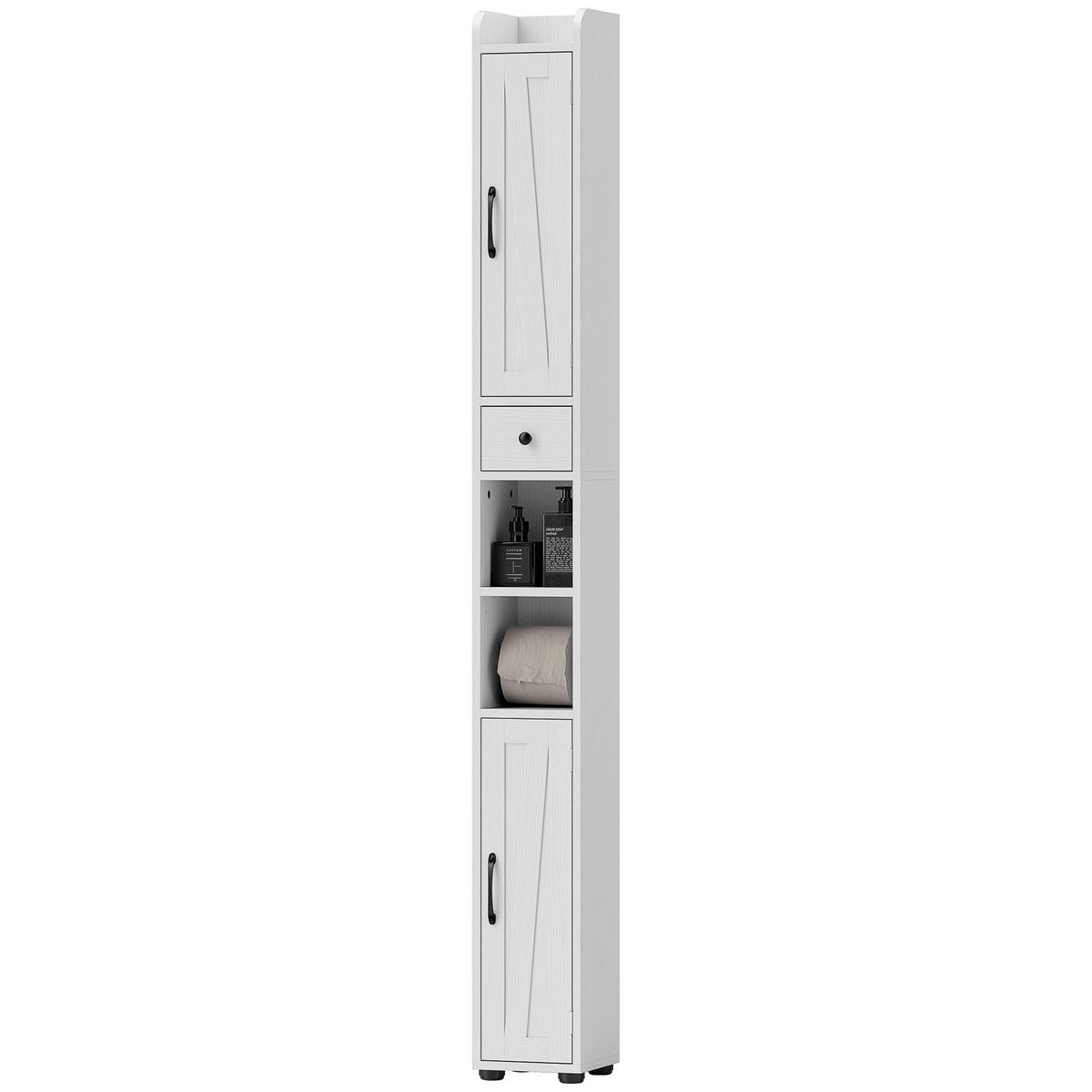 HOCHSCHRANK DE-12451 mit toilettenpapierhalter 20/20/185 cm Weiß - Weiß, Holzwerkstoff (20/185/20cm) - ComfortXL