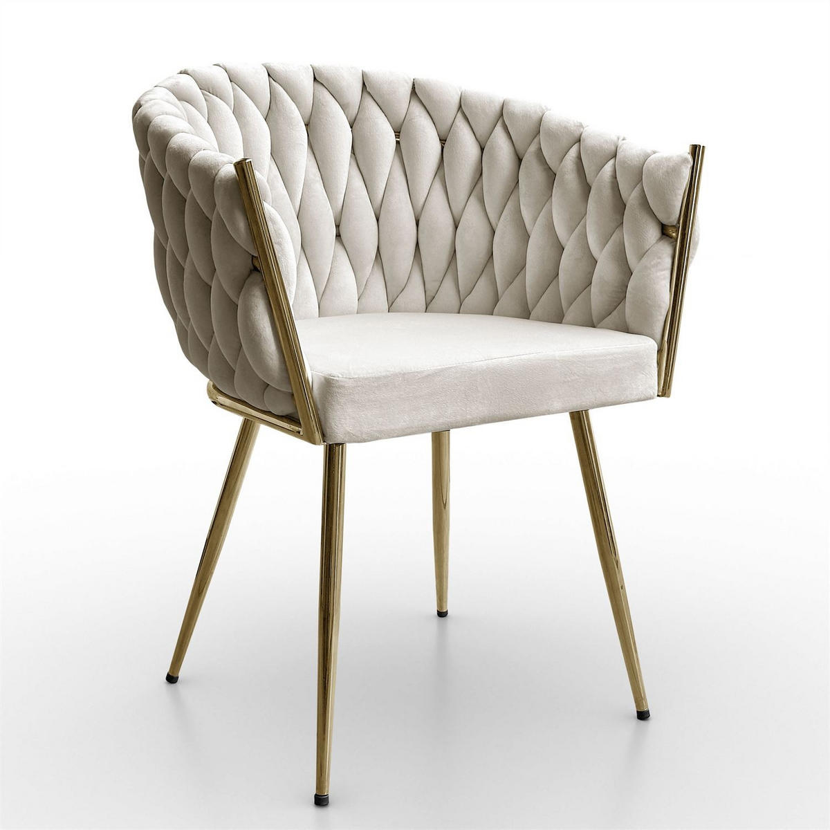 ARMLEHNENSTUHL ROSALIE - Beige/Goldfarben, Textil (65/73/54cm) - Lookway