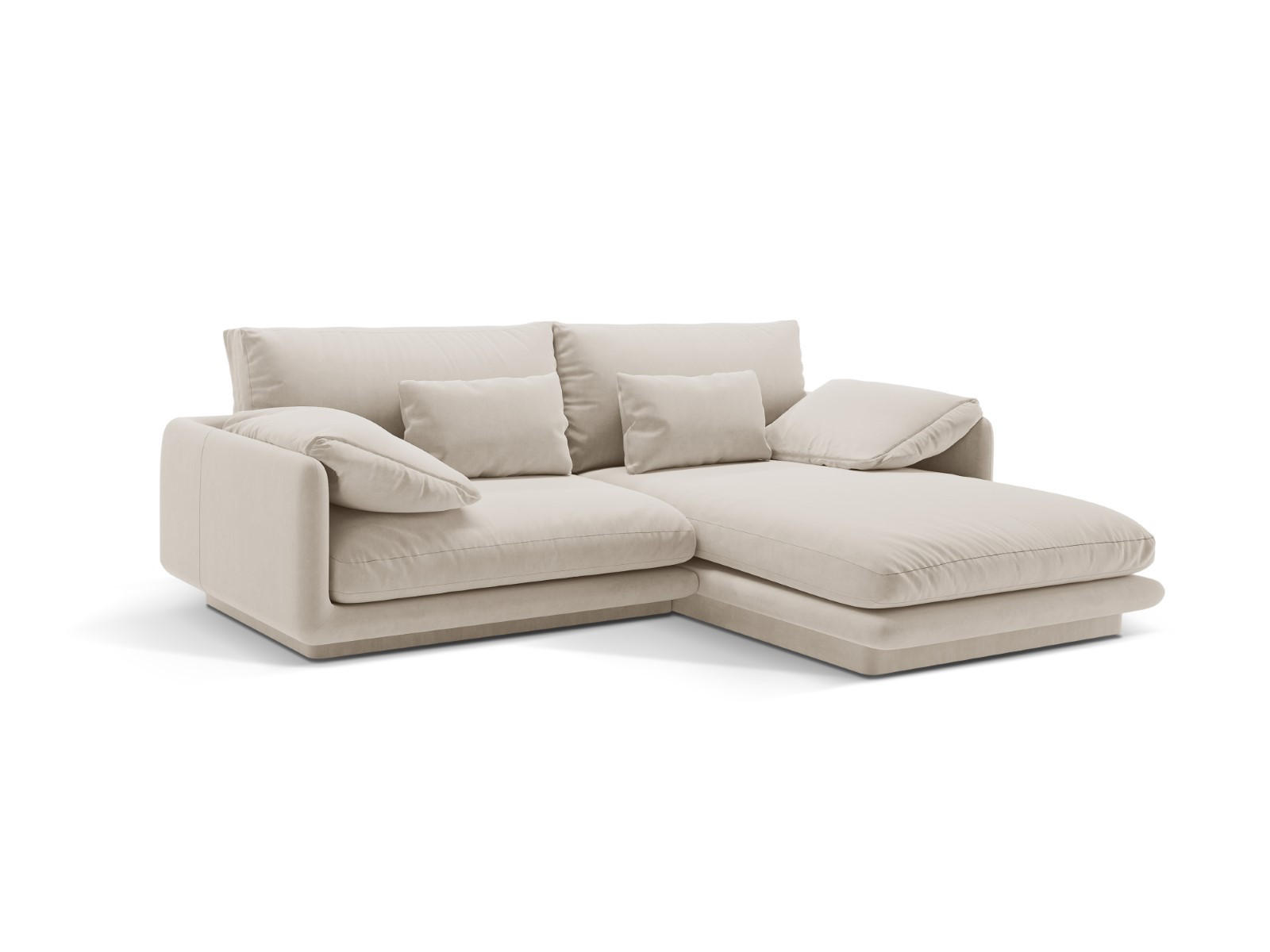 ECKSOFA rechts Torino aus Samt ecru 3 Sitzplätze - Ecru, Textil (170/220cm) - Micadoni